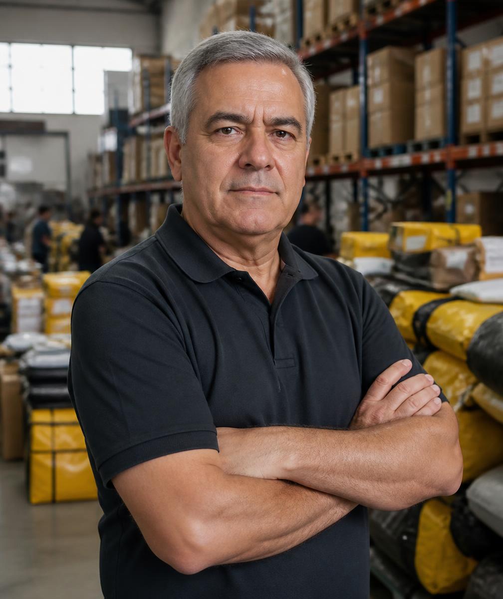 Márcio Reginaldo no galpão operacional do Vivalog